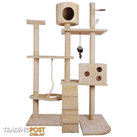 Cat Scratching Poles Post Furniture Tree 170cm Beige