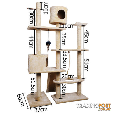 Cat Scratching Poles Post Furniture Tree 170cm Beige