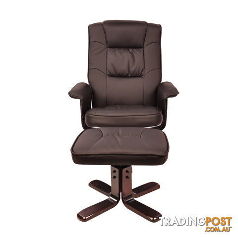 PU Leather Lounge Recliner Chair Ottoman Chocolate