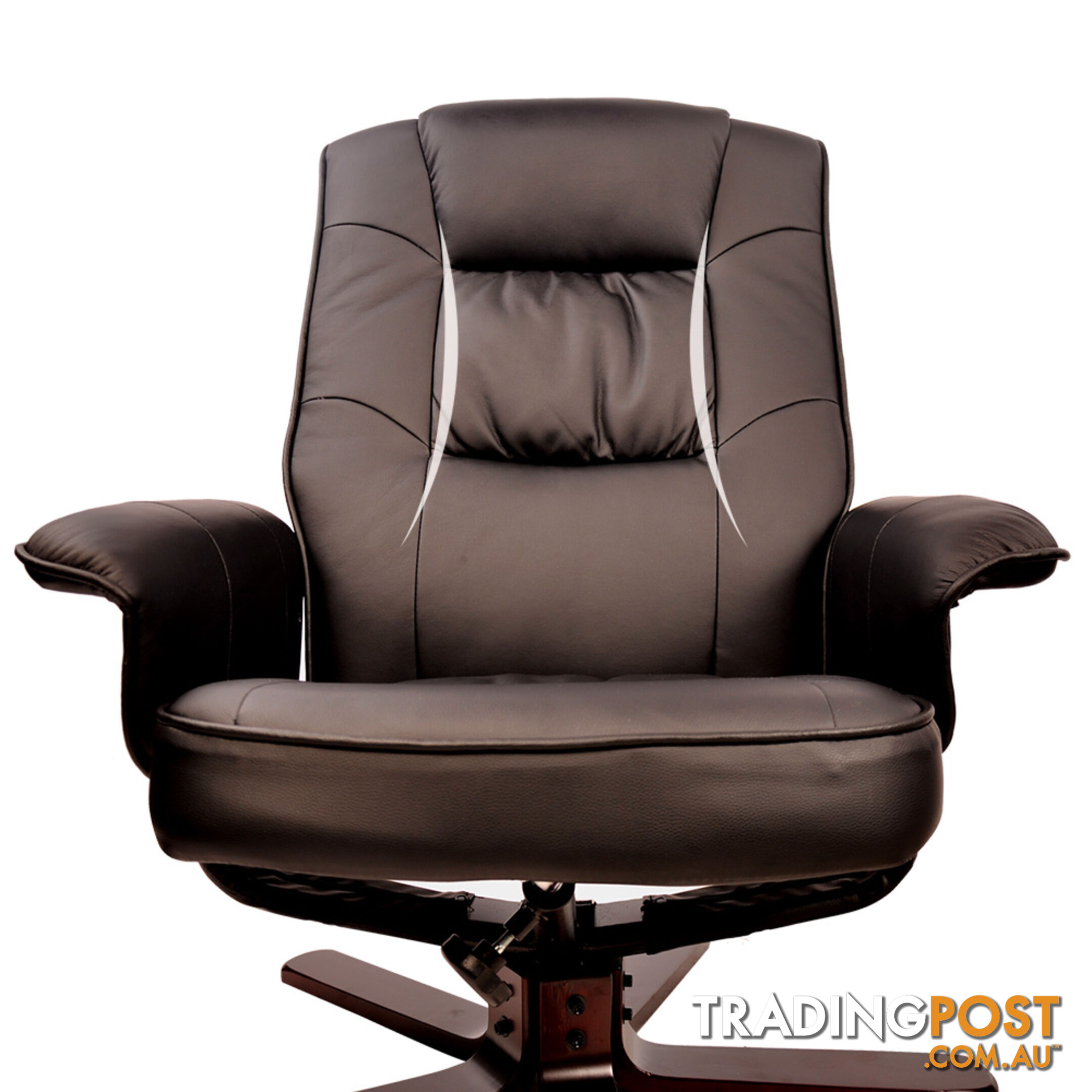 PU Leather Lounge Recliner Chair Ottoman Chocolate