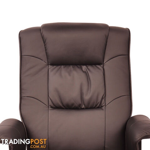 PU Leather Lounge Recliner Chair Ottoman Chocolate