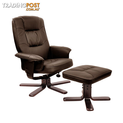 PU Leather Lounge Recliner Chair Ottoman Chocolate