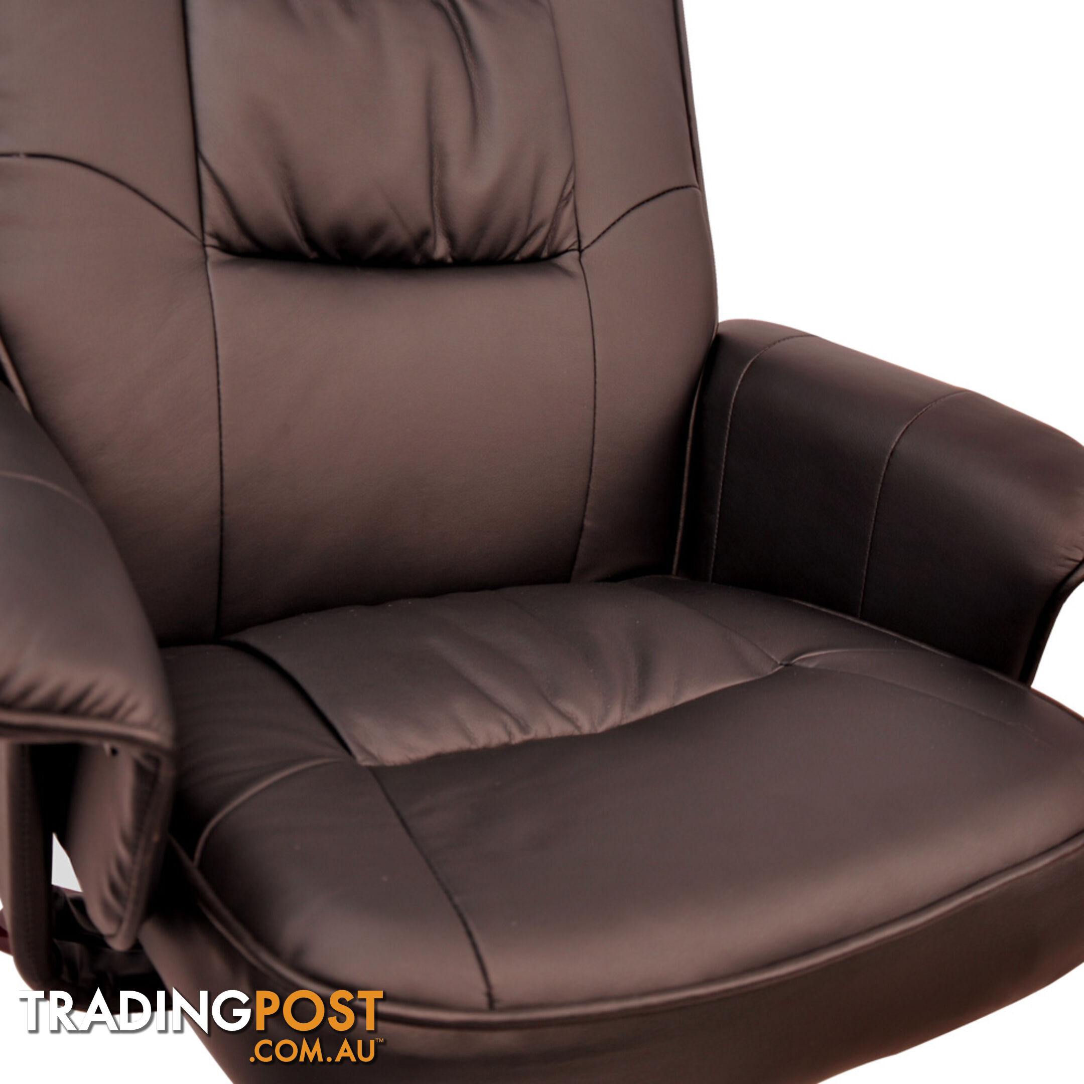 PU Leather Lounge Recliner Chair Ottoman Chocolate