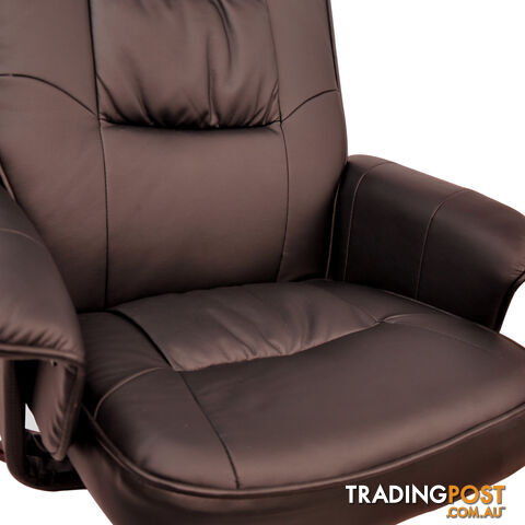 PU Leather Lounge Recliner Chair Ottoman Chocolate