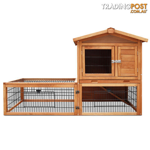 Double Storey Pet Hutch with Under Run Green