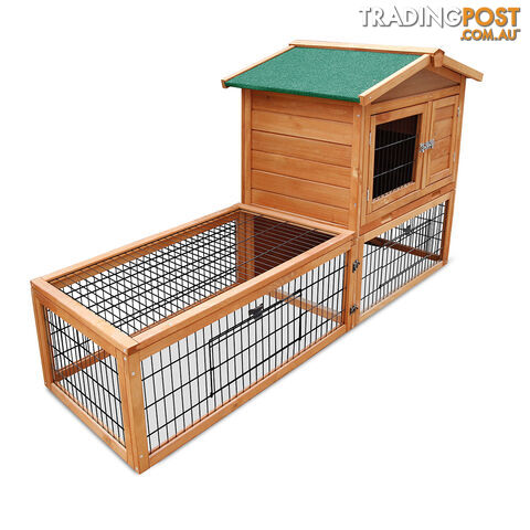 Double Storey Pet Hutch with Under Run Green