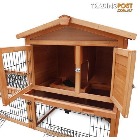 Double Storey Pet Hutch with Under Run Green