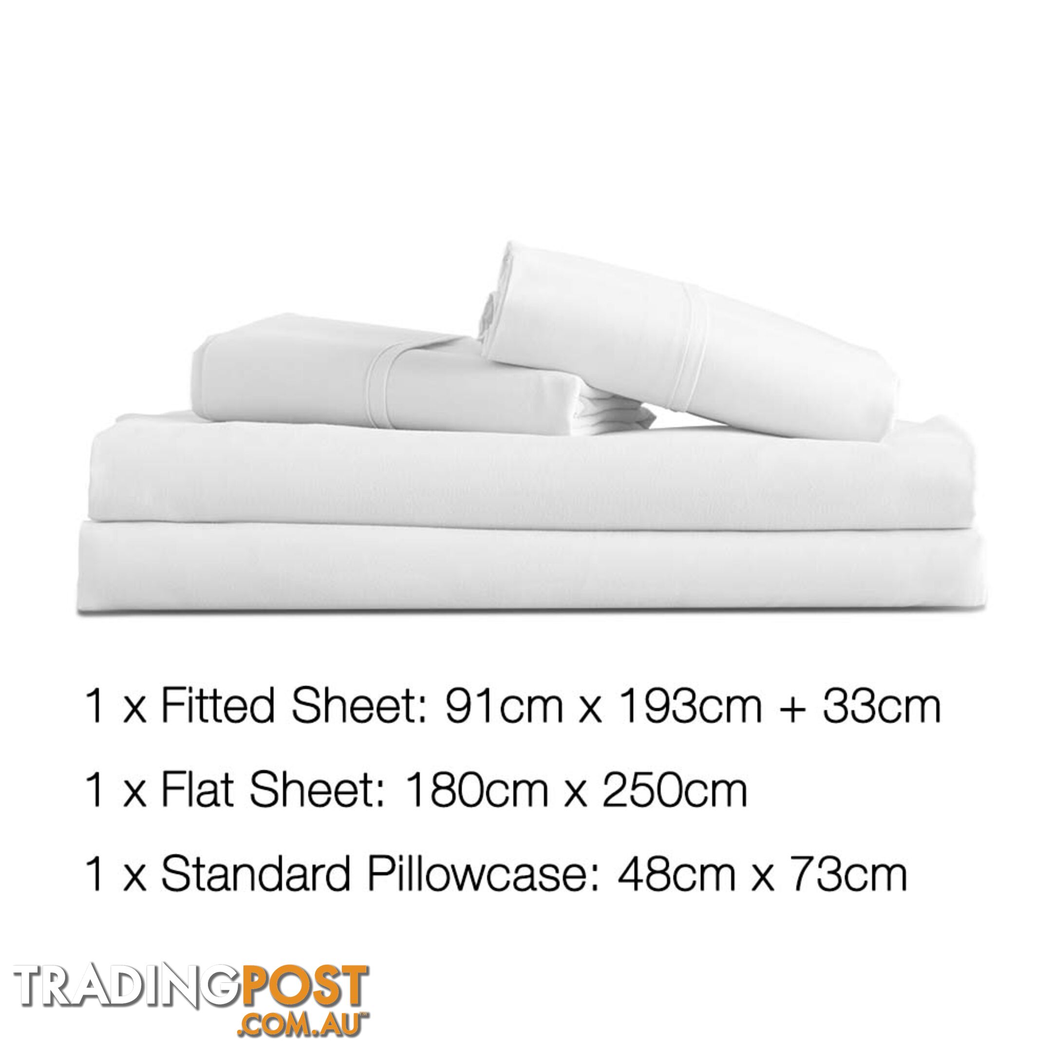 3 Piece Microfibre Sheet Set Single _ White