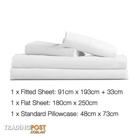 3 Piece Microfibre Sheet Set Single _ White