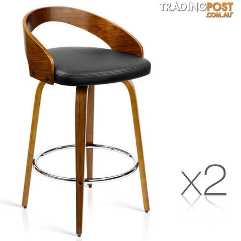 Walnut Wooden Barstool with Chrome Footrest