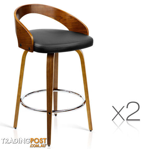 Walnut Wooden Barstool with Chrome Footrest