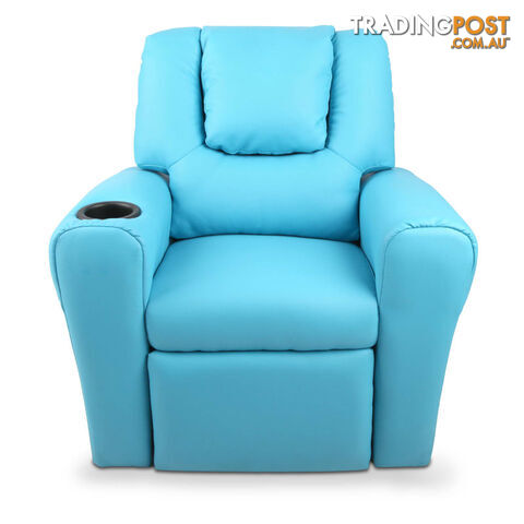 Kids Padded PU Leather Recliner Chair - Blue - photo 4 of 9