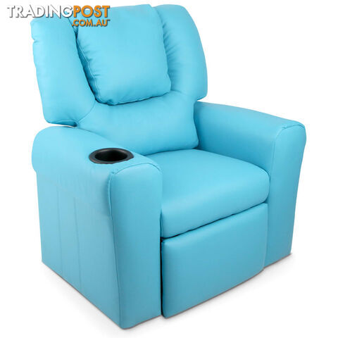 Kids Padded PU Leather Recliner Chair  - Blue