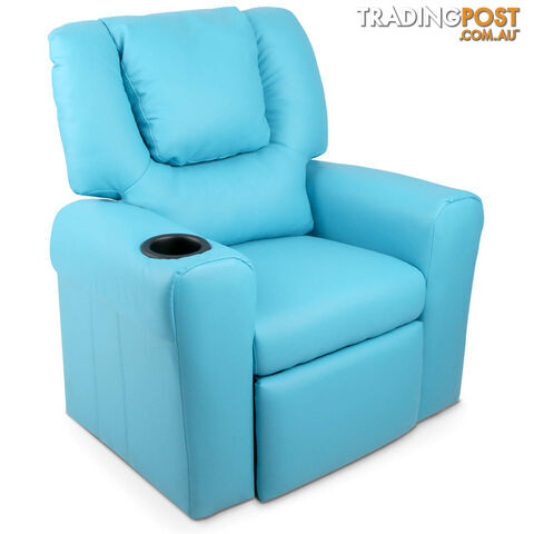 Kids Padded PU Leather Recliner Chair  - Blue