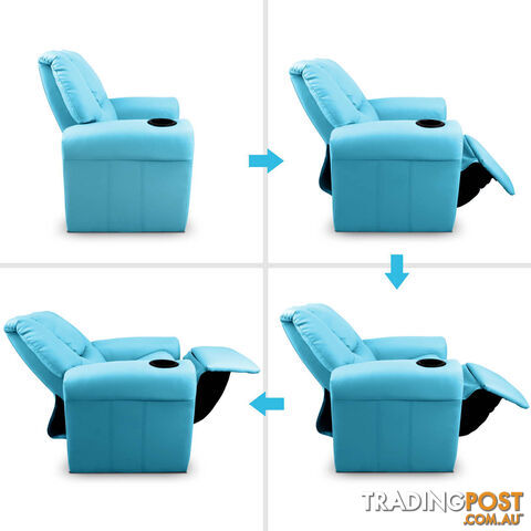 Kids Padded PU Leather Recliner Chair - Blue - photo 3 of 9
