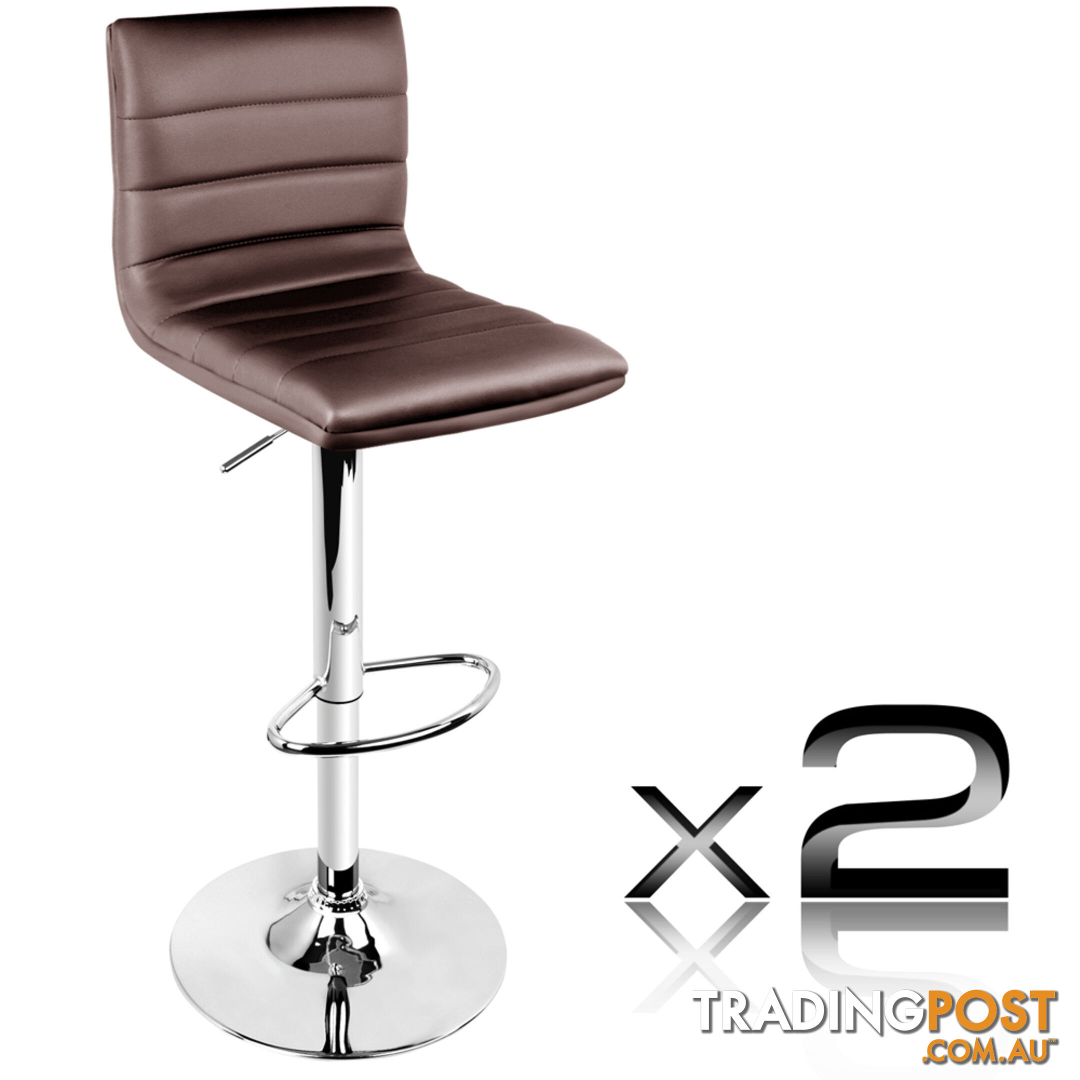 Set of 2 PU Leather Kitchen Bar Stool Chocolate