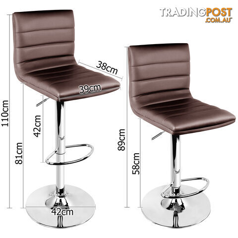 Set of 2 PU Leather Kitchen Bar Stool Chocolate