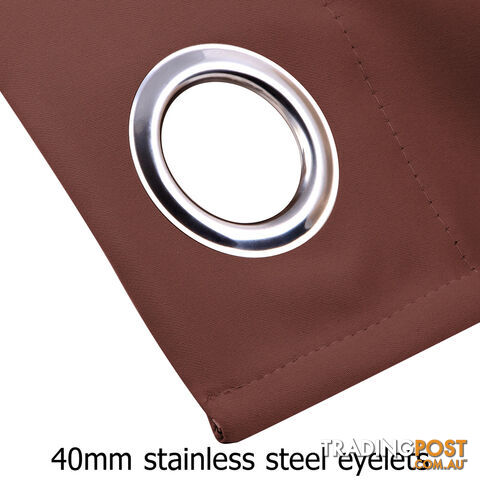 ArtQueen 3 Pass Eyelet Blockout Curtain Brown 240cm