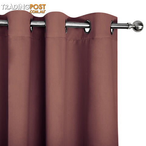 ArtQueen 3 Pass Eyelet Blockout Curtain Brown 240cm