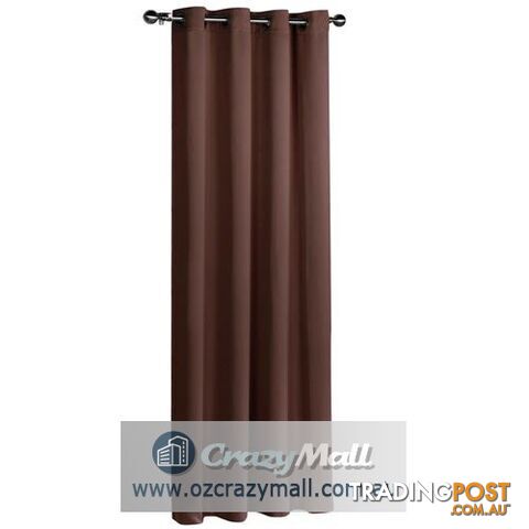 ArtQueen 3 Pass Eyelet Blockout Curtain Brown 240cm