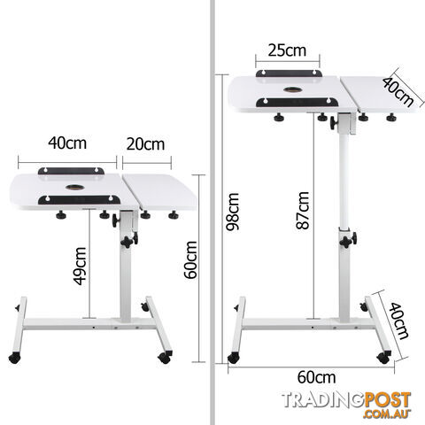 Rotating Mobile Laptop Adjustable Desk w/ USB Cooler White