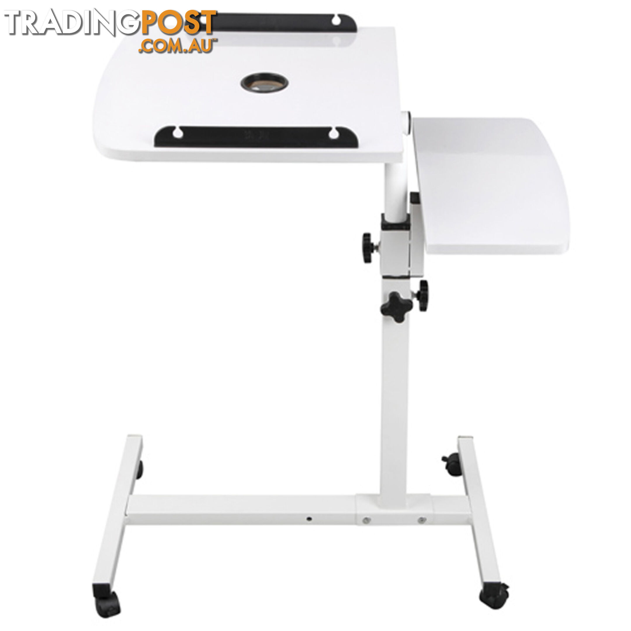 Rotating Mobile Laptop Adjustable Desk w/ USB Cooler White