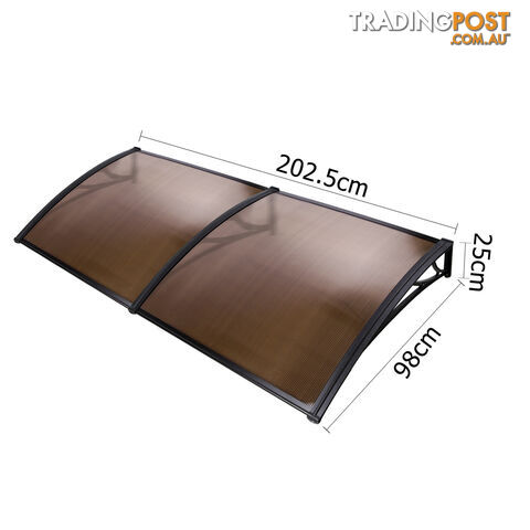 DIY Window Door Awning Cover Brown 100 x 200cm