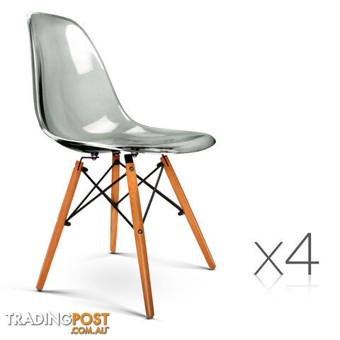 Set of 4 Replica Eames Dining Chairs - Transparent Grey