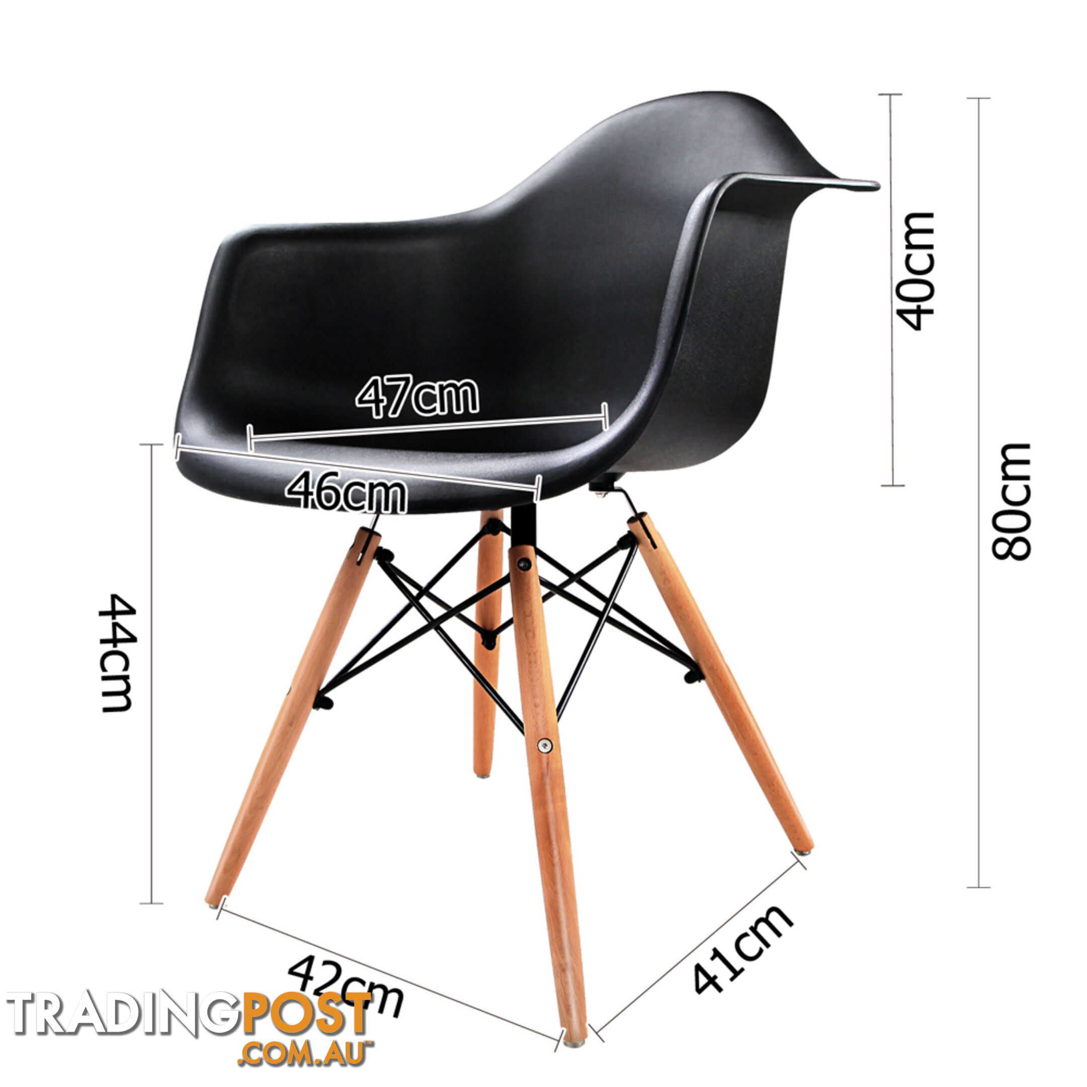 Set of 2 Replica Eames Cafe Chairs Beech Black