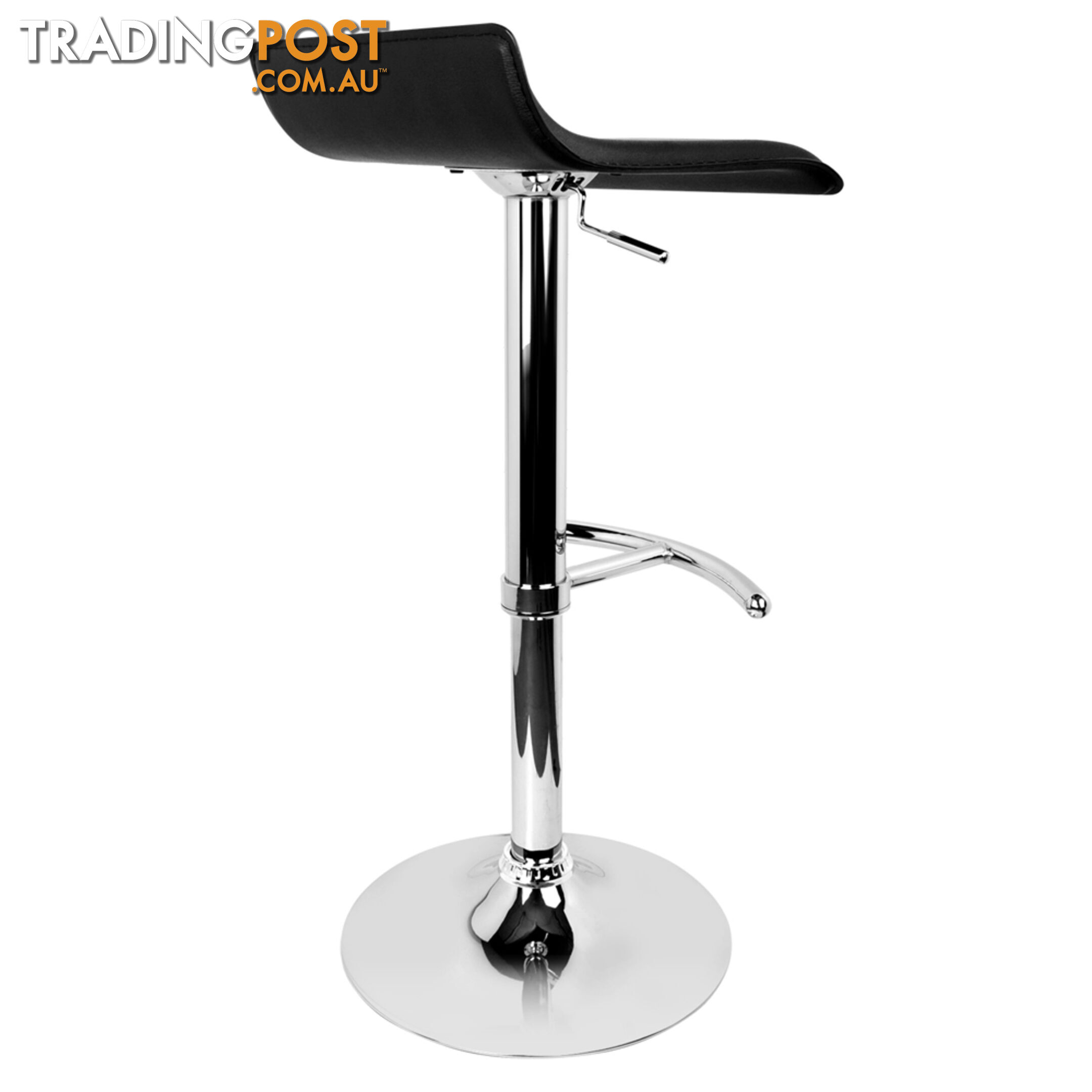 Set of 2 PVC Leather Kitchen Bar Stool Black