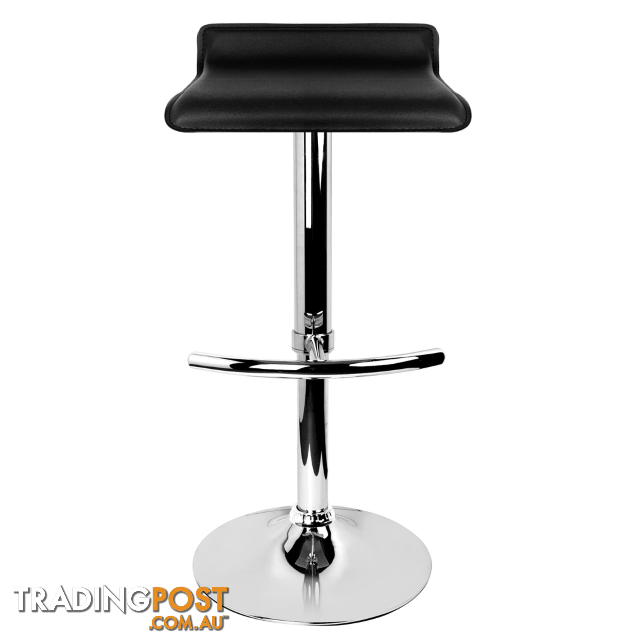 Set of 2 PVC Leather Kitchen Bar Stool Black