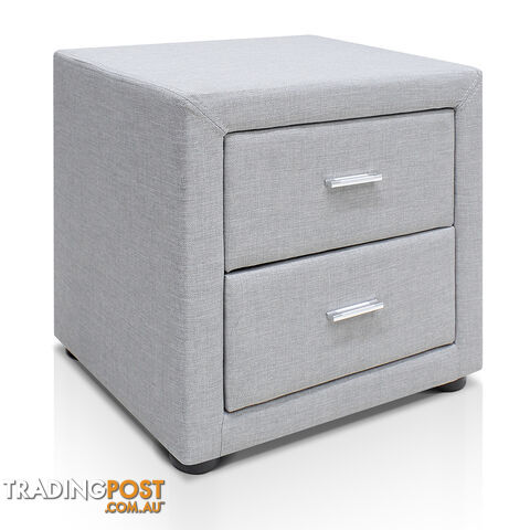 Fabric Bedside Table - Light Grey