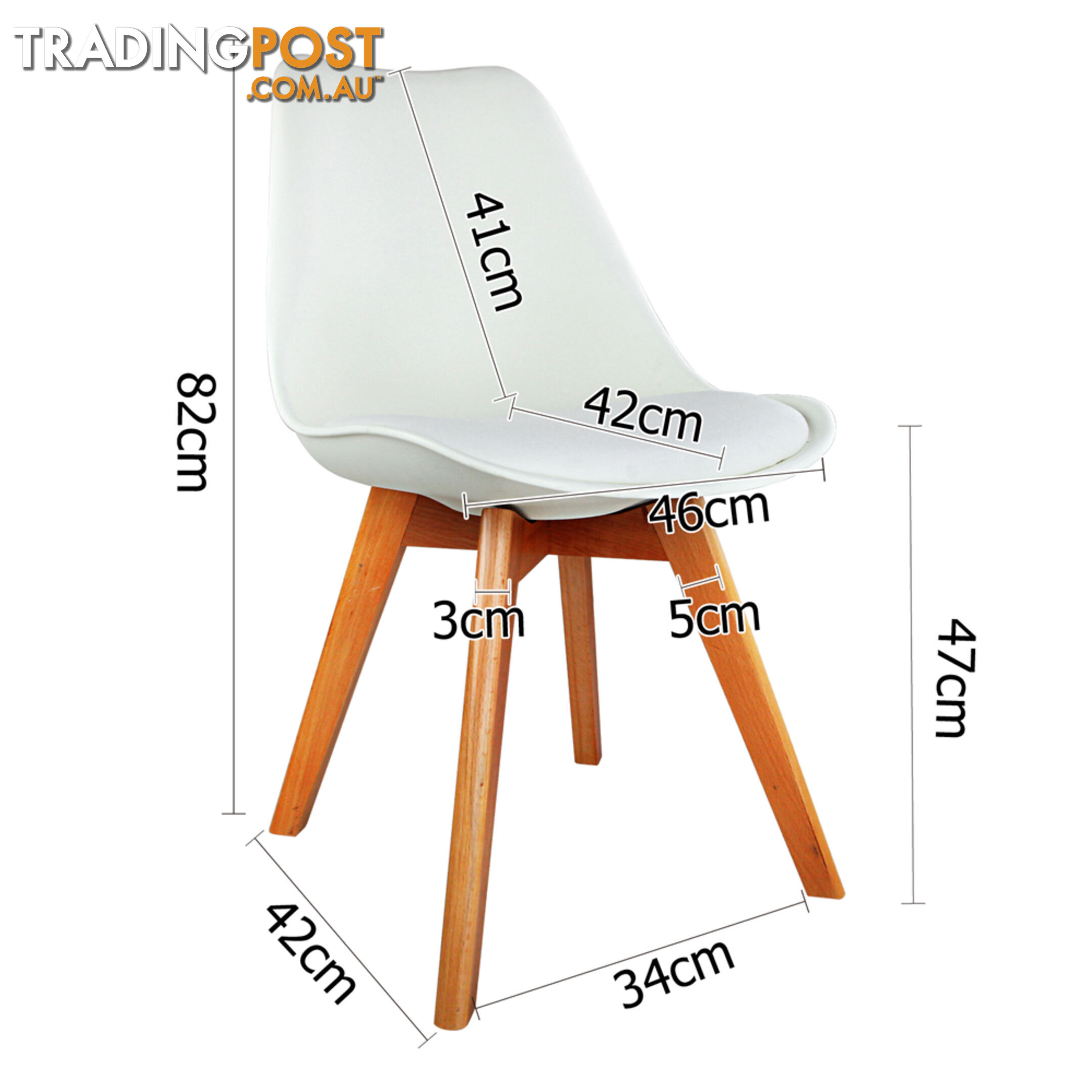 Set of 2 Dining Chair PU Leather Seat White