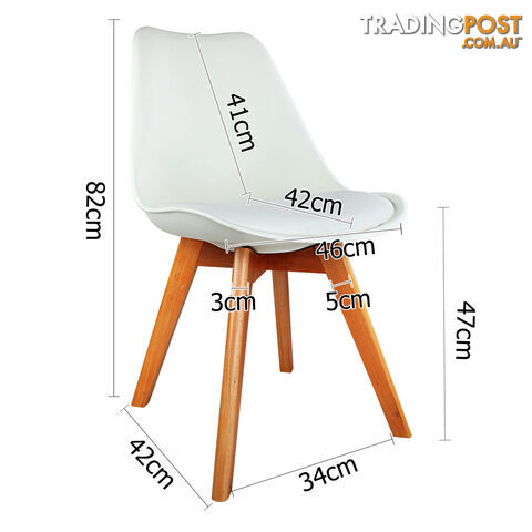 Set of 2 Dining Chair PU Leather Seat White