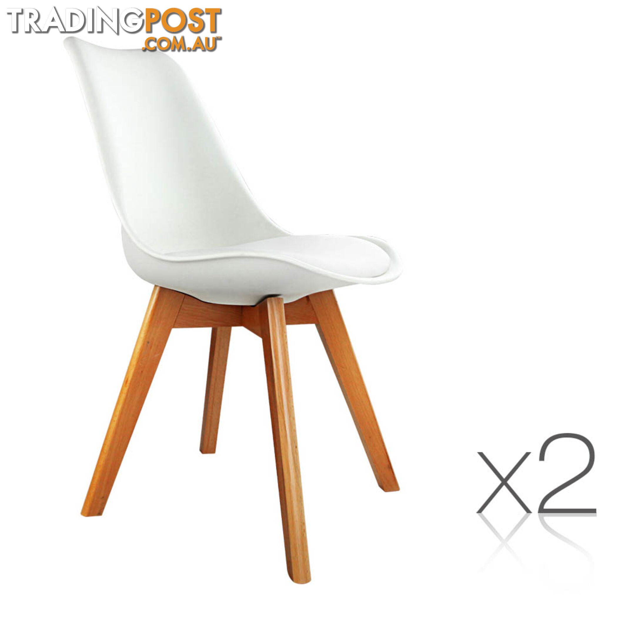 Set of 2 Dining Chair PU Leather Seat White