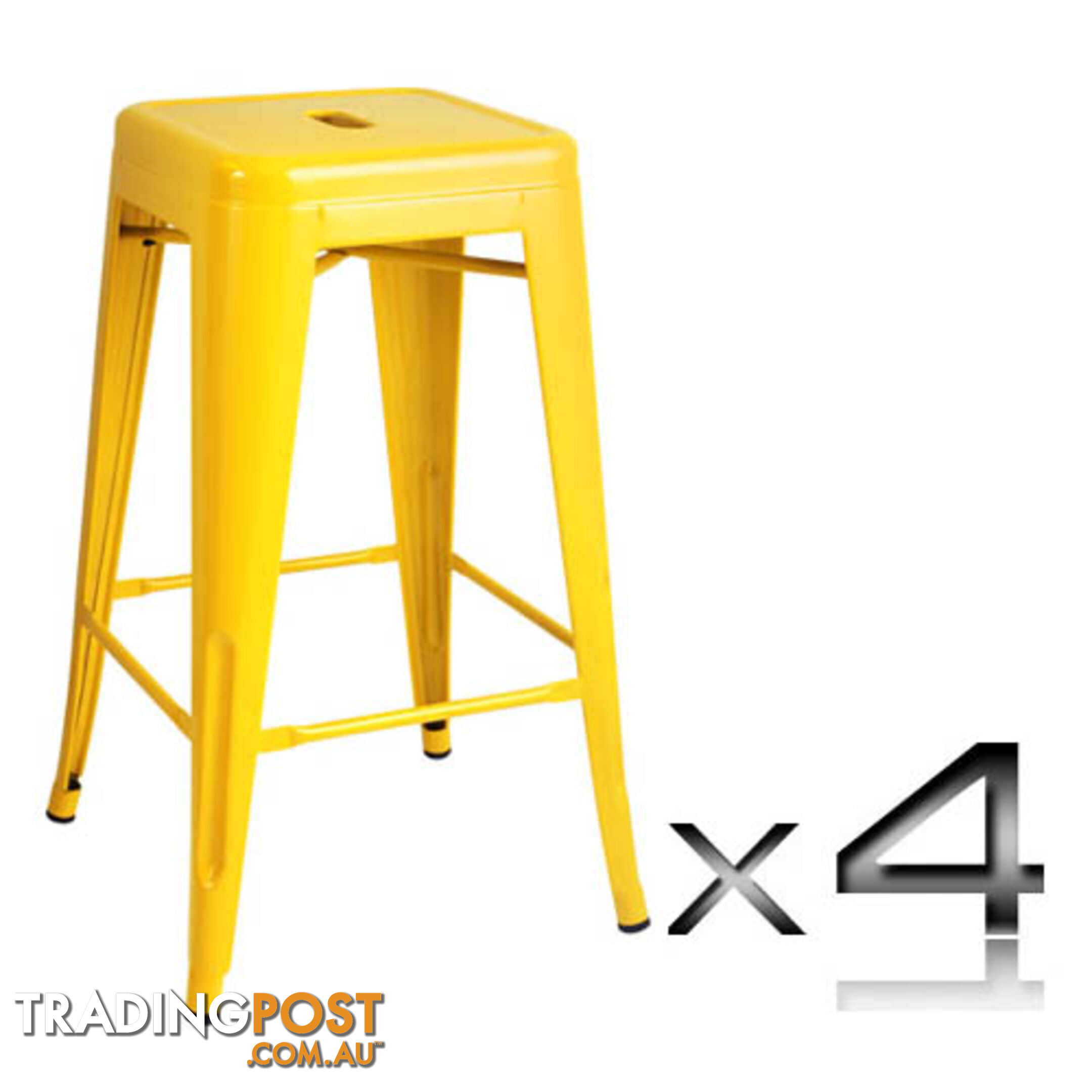 Set of 4 Replica Tolix Kitchen Bar Stool 66cm Yellow