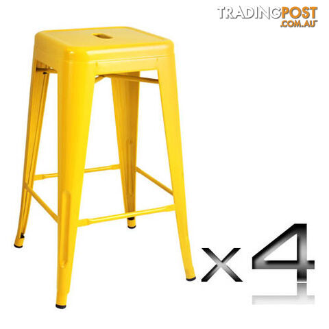 Set of 4 Replica Tolix Kitchen Bar Stool 66cm Yellow