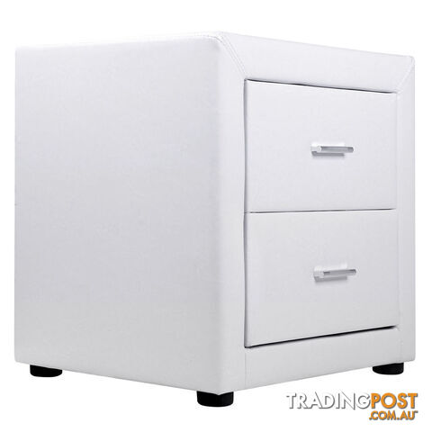 Deluxe PU Leather 2 Drawers Cabinet White