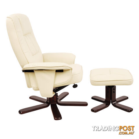 PU Leather Lounge Recliner Chair Ottoman Beige