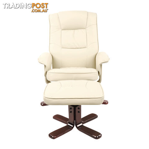 PU Leather Lounge Recliner Chair Ottoman Beige