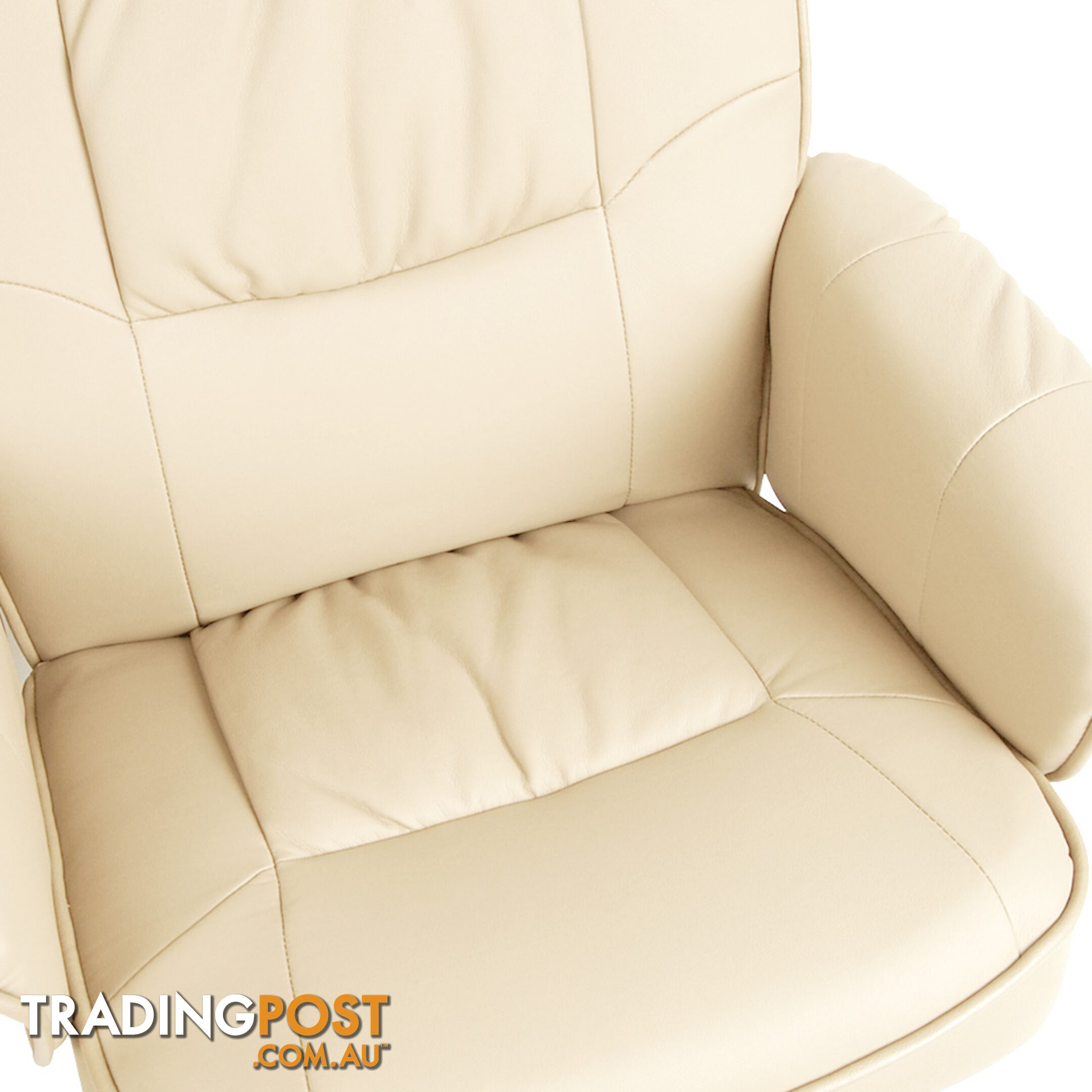 PU Leather Lounge Recliner Chair Ottoman Beige