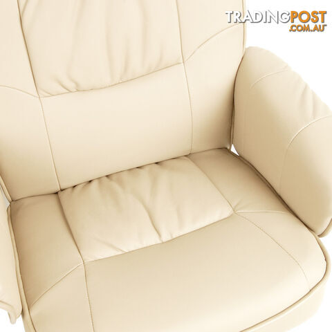 PU Leather Lounge Recliner Chair Ottoman Beige