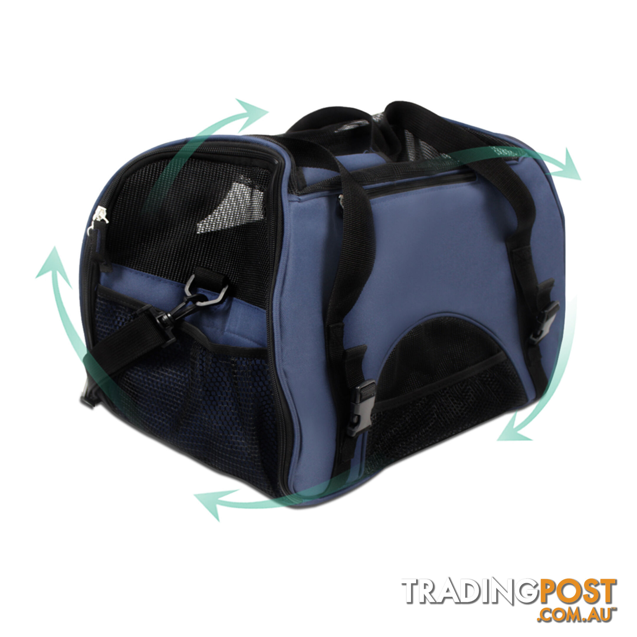 Portable Pet Carrier with Safety Leash - Blue