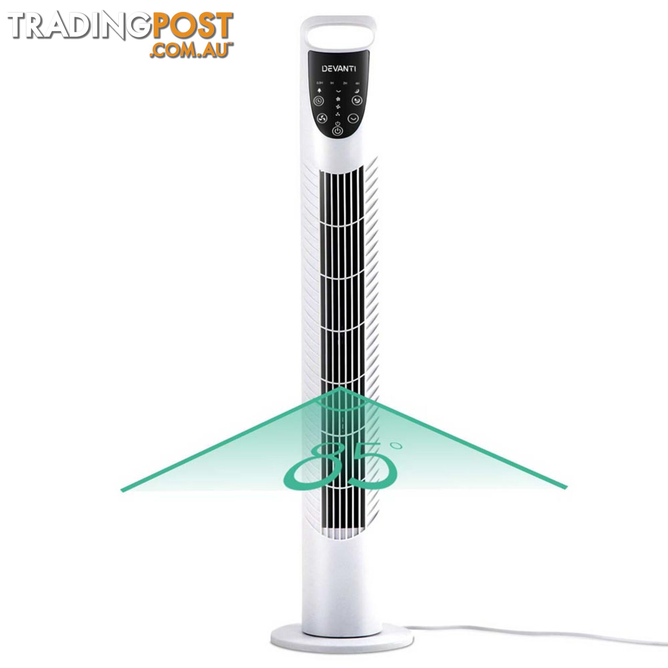 3 Speed Tower Fan  with Remote Control - White