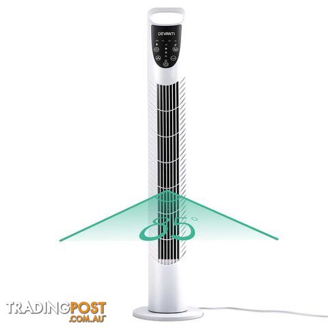 3 Speed Tower Fan  with Remote Control - White