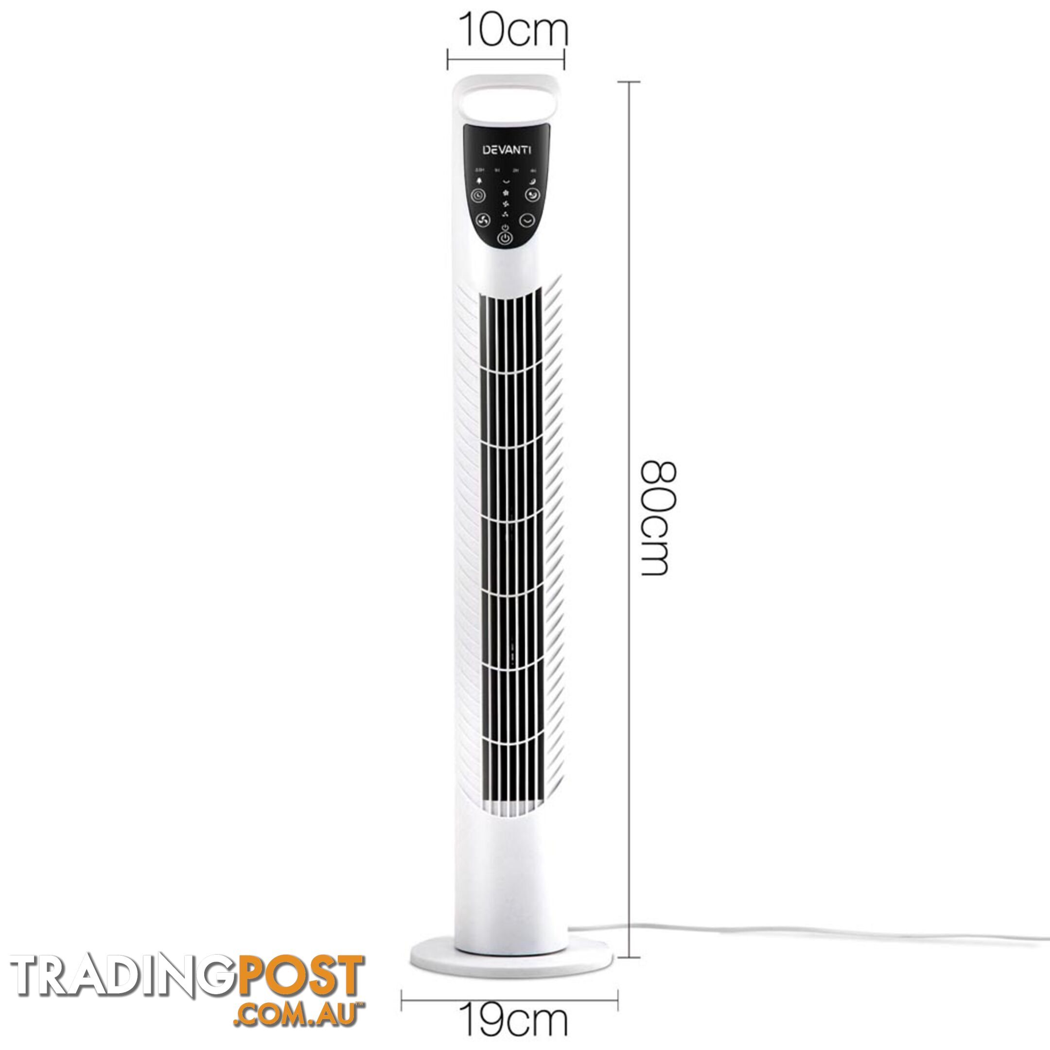 3 Speed Tower Fan  with Remote Control - White