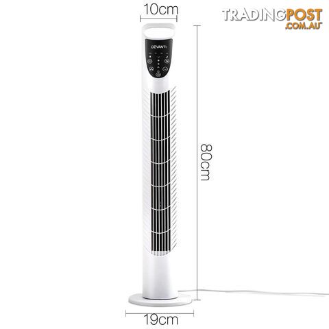 3 Speed Tower Fan  with Remote Control - White