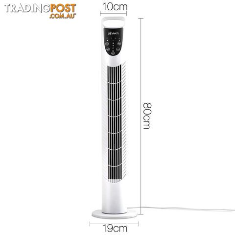 3 Speed Tower Fan  with Remote Control - White