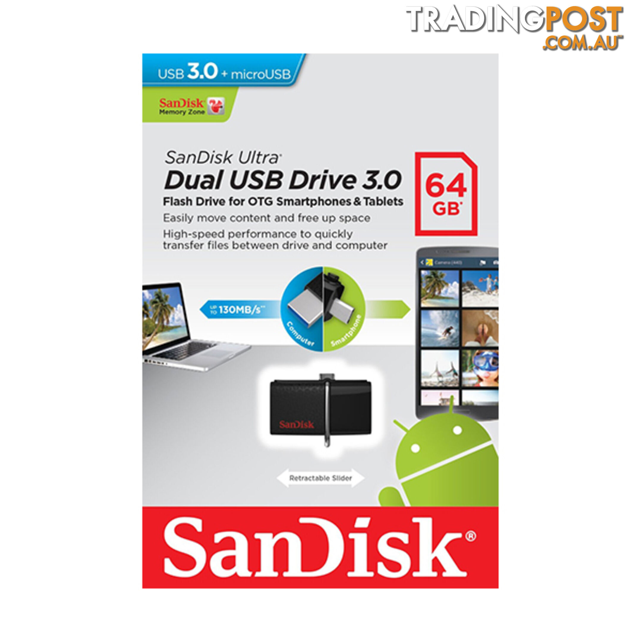 Sandisk SDDD2-064G OTG-64G Ultra Dual USB 3.0 Pen Drive