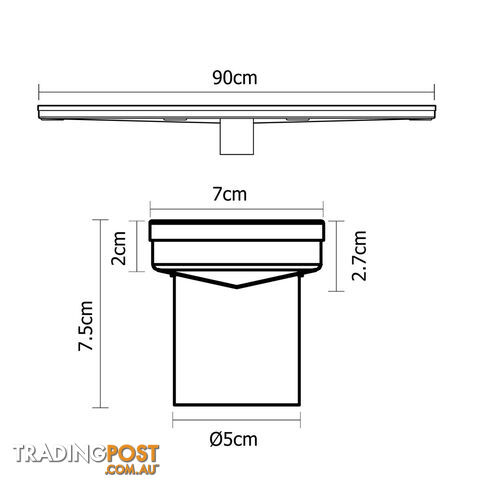 Square Stainless Steel Shower Grate Drain Floor Bathroom 900mm - photo 2 of 8